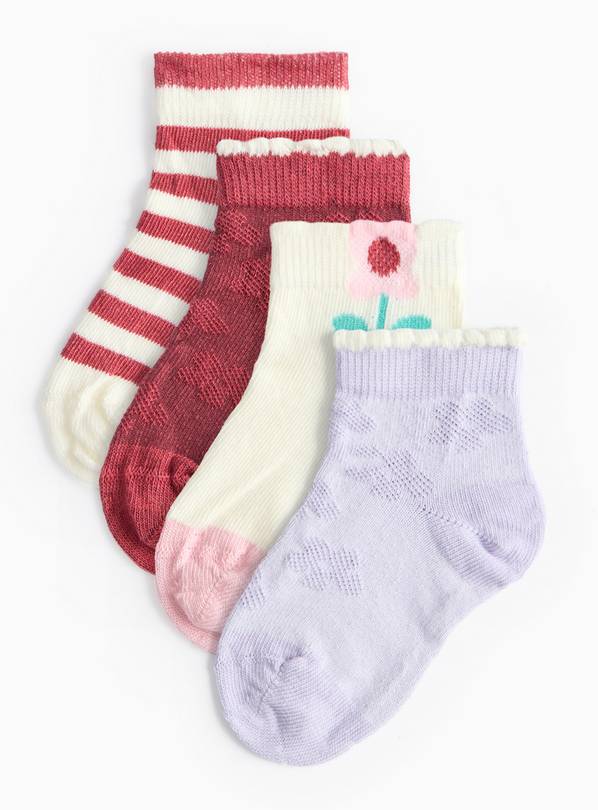 Bloom Print Ankle Socks 4 Pack 1-6 months